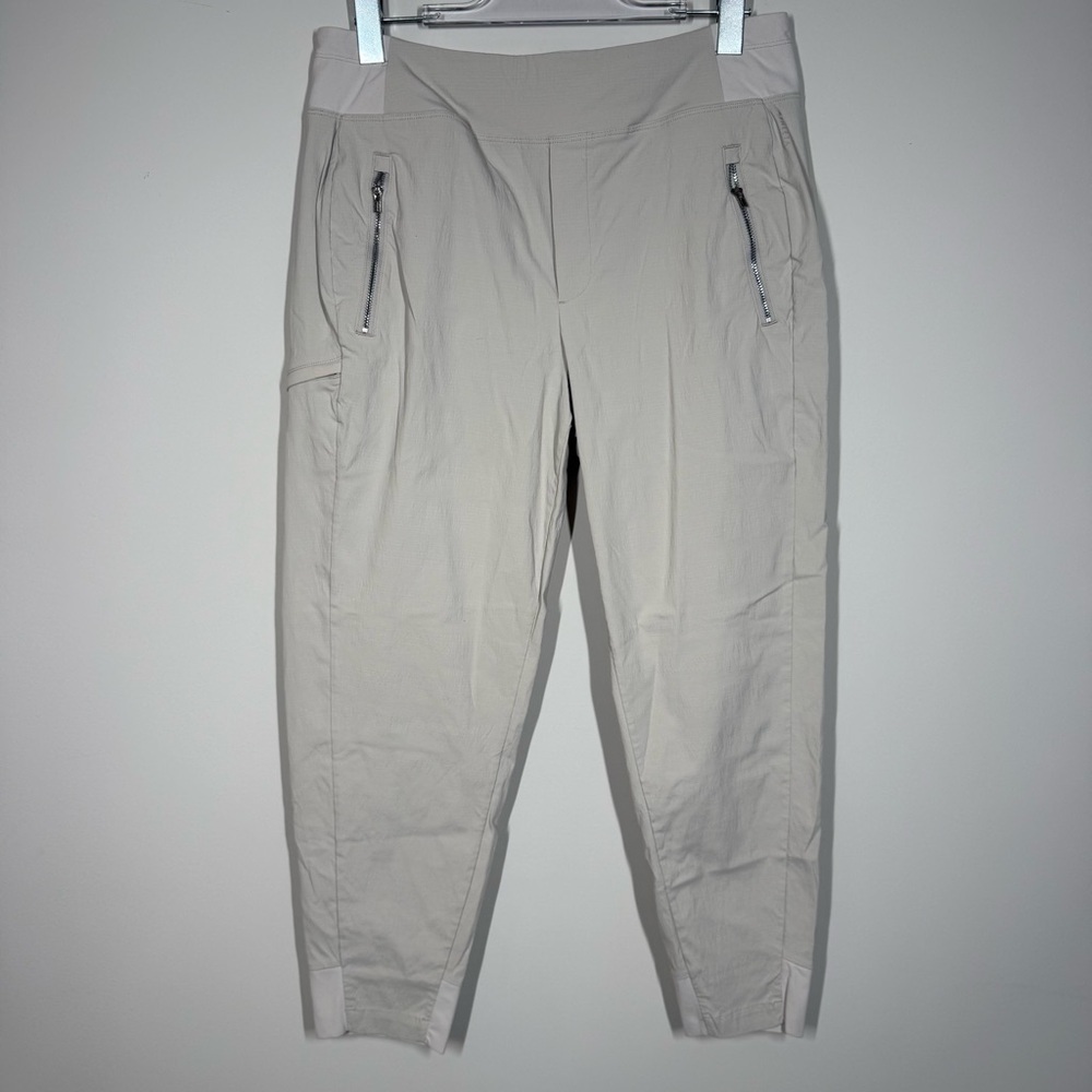 Athleta Lightweight Stretch Pants Beige 12P | Travel Hiking Zip Pockets